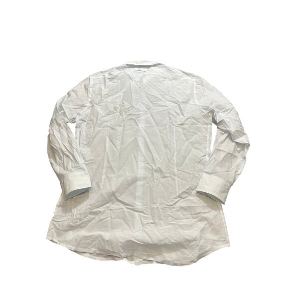 Prada White Blue Button Down Shirt Fits Mens Large Dressy Classic With Flaw - Picture 8 of 11